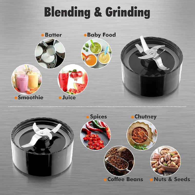 Cookwell Bullet Mixer Grinder-600 Watts Black, 3 Jars 2 Blade-2.webp
